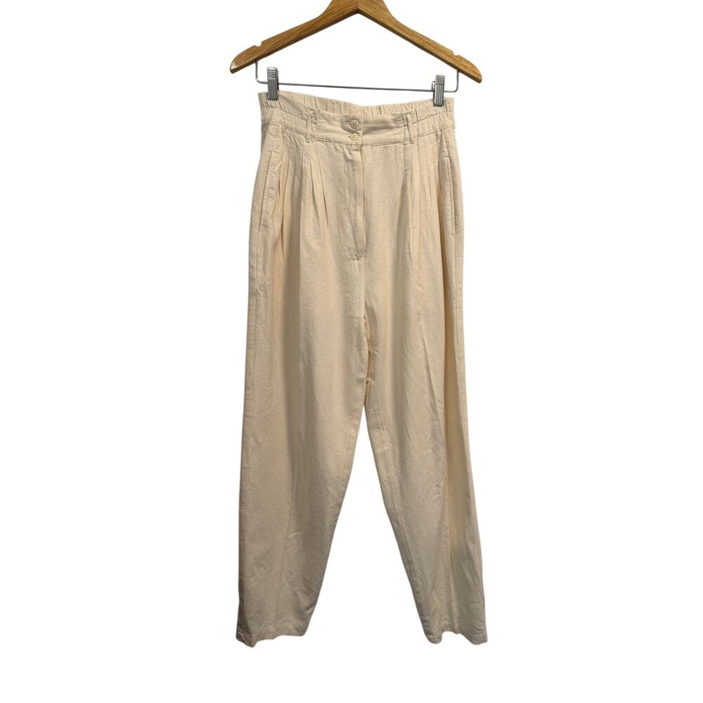Vtg. Silk Exchange Women’s 100% Silk Linen Feel Pants Cream- M